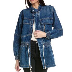 MOTHER Denim The Carryall Parka Blue Denim Women's Utility Jacket Size M